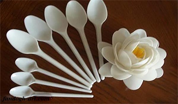 آموزش ساخت گل نیلوفر با قاشق پلاستیکی